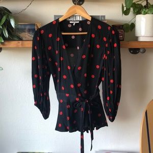 Ganni Barra Crepe Wrap Blouse - 38